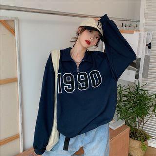 Numbering Half-zip Polo Sweatshirt