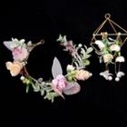 Wedding Set: Flower Headband + Ear Clip White - One Size