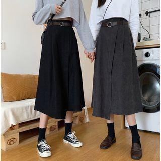 High Waist Asymmetrical Plain A-line Skirt
