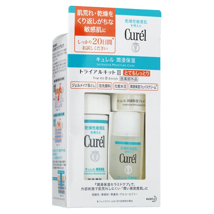 Kao - Curel Intensive Moisture Care Trial Kit Iii Enrich: Cleansing Gel 30g + Wash 90ml + Lotion 30ml + Cream 10g 4 Pcs