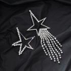 Rhinestone Star Non-matching Statement Earring 1 Pair - 925 Silver - Silver - One Size