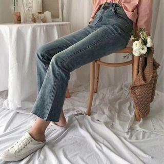 Washed Boot-cut Cropped Jeans