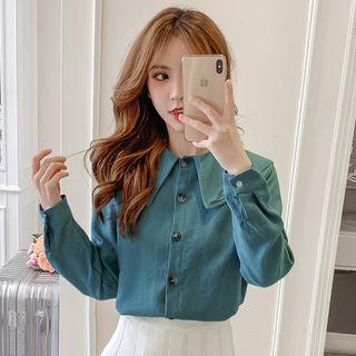 Peter Pan Collar Corduroy Blouse