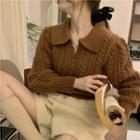 Open-collar Sweater Brown - One Size