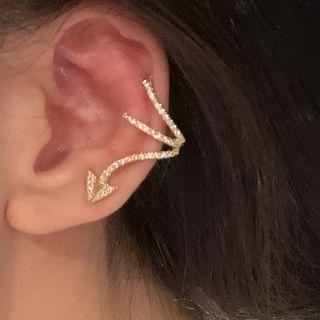 Rhinestone Layered Cuff Earring 1 Pc - Left - Gold - One Size