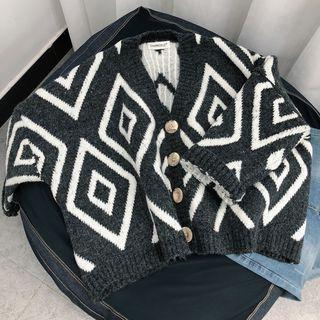 Buttoned Patterned Cardigan