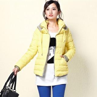 Hooded Contrast-trim Padded Jacket