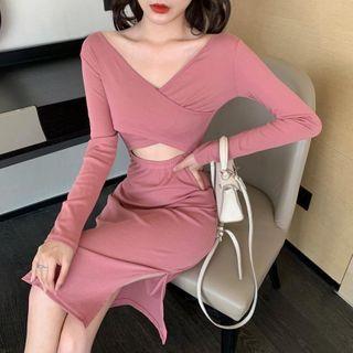 Long-sleeve Cutout Two Way Dress