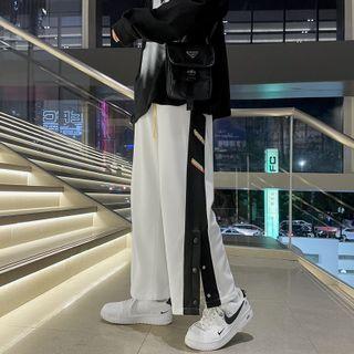 Couple Matching Wide-leg Buttoned Hem Sweatpants