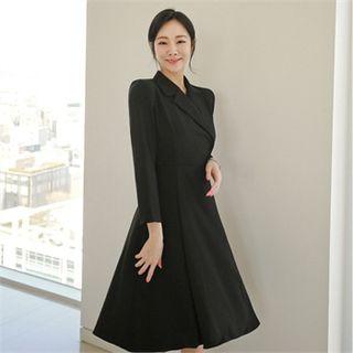 3/4-sleeve A-line Coatdress