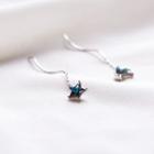 925 Sterling Silver Non-matching Moon & Star Swirl Threader Earring 1 Pair - X708 - Blue - One Size