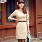 Long-sleeve Belted Dress