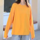 Plain Long-sleeve T-shirt Orange - One Size