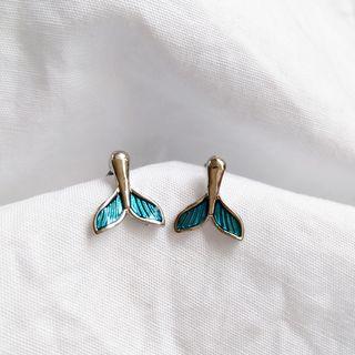 Alloy Mermaid Tail Earring 1 Pair - As Shown In Figure - One Size