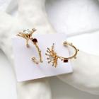 Rhinestone Resin Flower Open Hoop Earring Earrings - 1 Pair - One Size