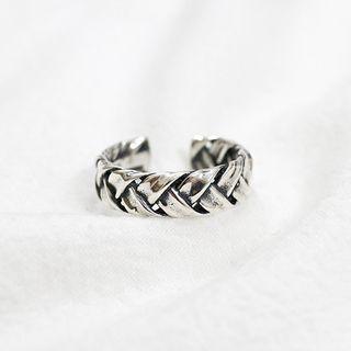 925 Sterling Silver Woven Open Ring Silver - One Size