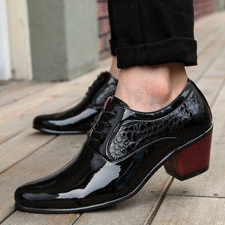 Low-heel Lace-up Faux-leather Casual Shoes