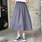 Plain Midi Skirt Gray - One Size