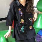 3/4-sleeve Cartoon Shirt