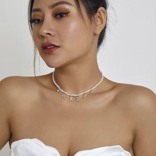 Lettering Bead Choker 4998 - Gold - One Size