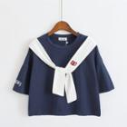 Mock Two Piece Embroidered Short Sleeve T-shirt