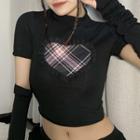 Plain Heart Print T-shirt + Arm Sleeves