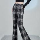 Mid Rise Plaid Lace Bootcut Pants