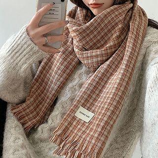 Plaid Applique Scarf