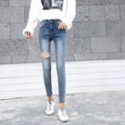 Cut-out Crop Skinny Jeans