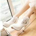 Lace Panel High-heel Ankle Boots