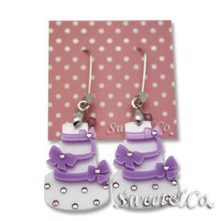 Sweet Purple Dolly Cake Swarovski Dangle Earrings Purple - One Size