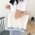 Printed Canvas Tote Bag As Shown In Figure - One Size