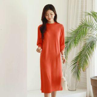 High-neck Midi Knit Dress