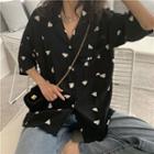 Heart Patterned Short-sleeve Shirt