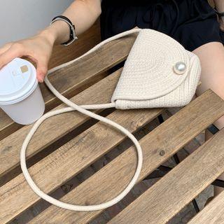 Faux-pearl Flap Crossbody Bag