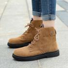 Faux Leather Plain Short Boots