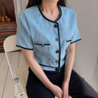 Short-sleeve Contrast-trim Jacket