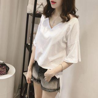 Cut-out Elbow-sleeve T-shirt