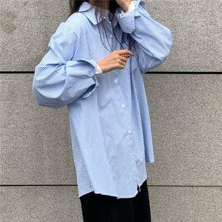Check Oversize Long-sleeve Shirt