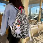 Leopard Print Canvas Backpack