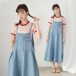Midi Dungaree Dress Light Blue - One Size