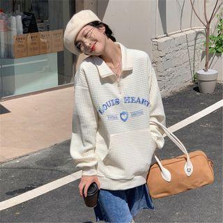 Lettering Half-zip Polo Sweatshirt