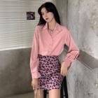 Plain Shirt / Leopard Print Skirt
