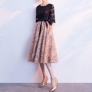 Lace-panel Tie-waist Party Dress