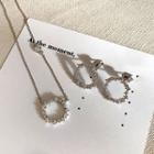 Set: Rhinestone-hoop Pendant Chain Necklace + Earrings