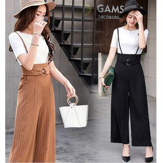 Set: Short-sleeve T-shirt + Strappy Wide-leg Pants