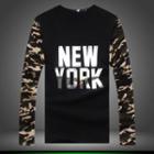Lettering Camouflage Print T-shirt