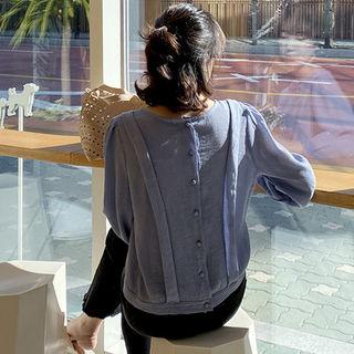 Lace-trim Button-back Blouse