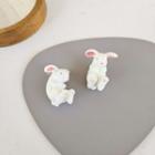 Rabbit Resin Earring 1 Pair - Earrings - S925 Silver - Rabbit - White - One Size