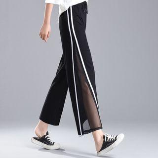 Mesh Panel Straight Cut Pants
